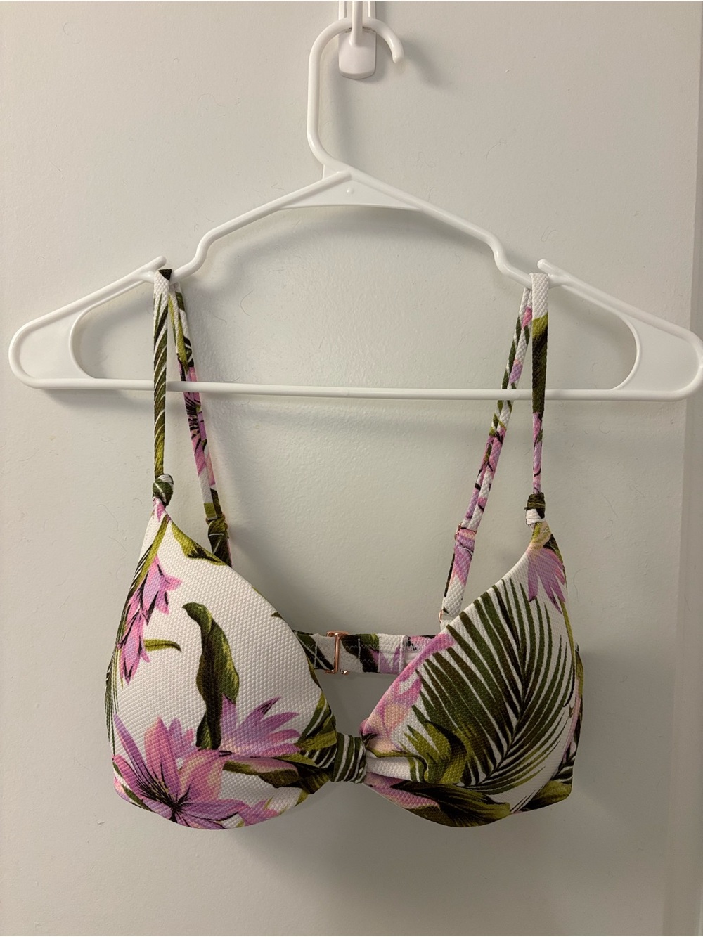 Shade & Shore Pink Floral Tropical Bikini Top